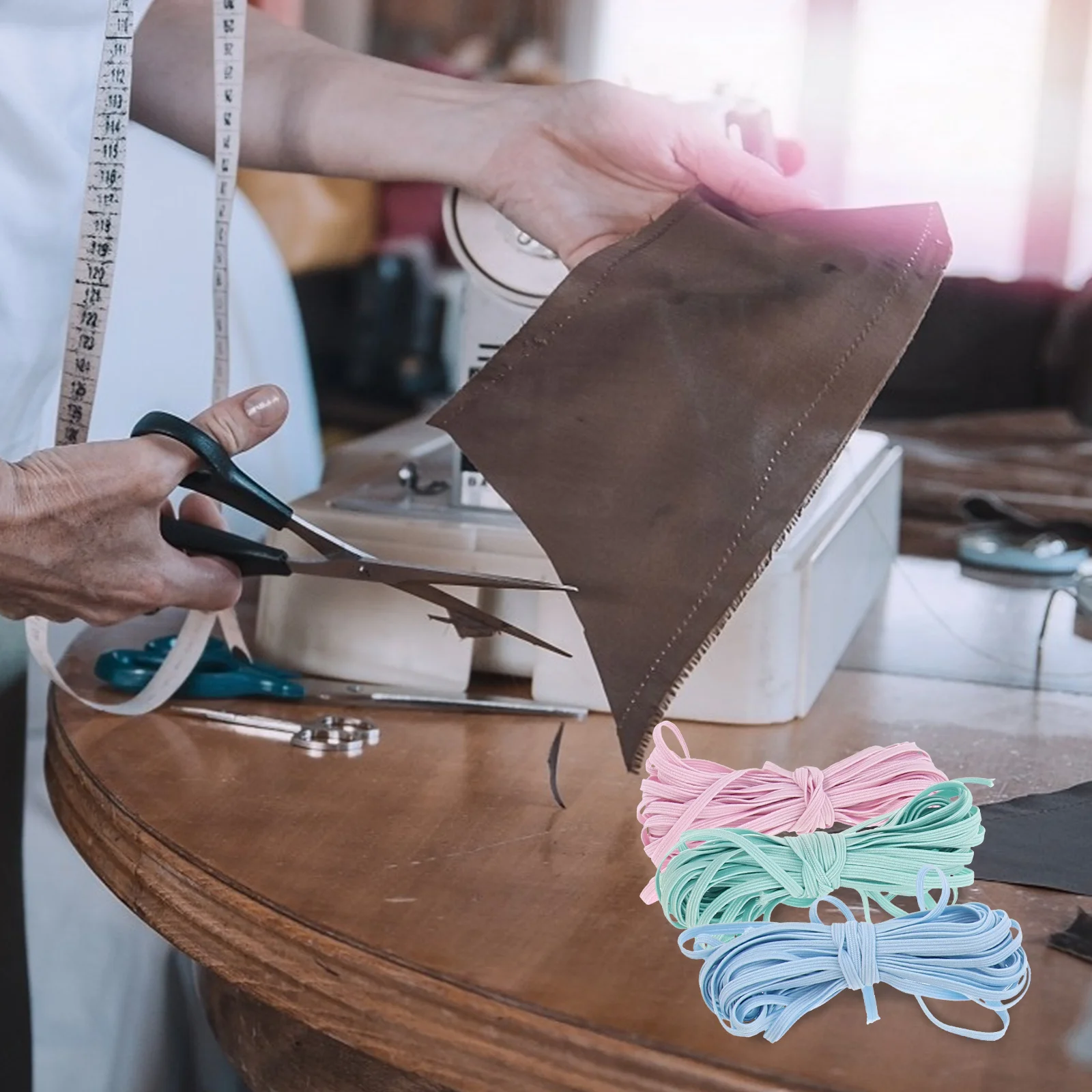 

9pcs Colorful Fold Over Elastic Band Craft Supplies For Diy Handmade Projects Gauze Mask Belt Freely Cutting Elastics Flat