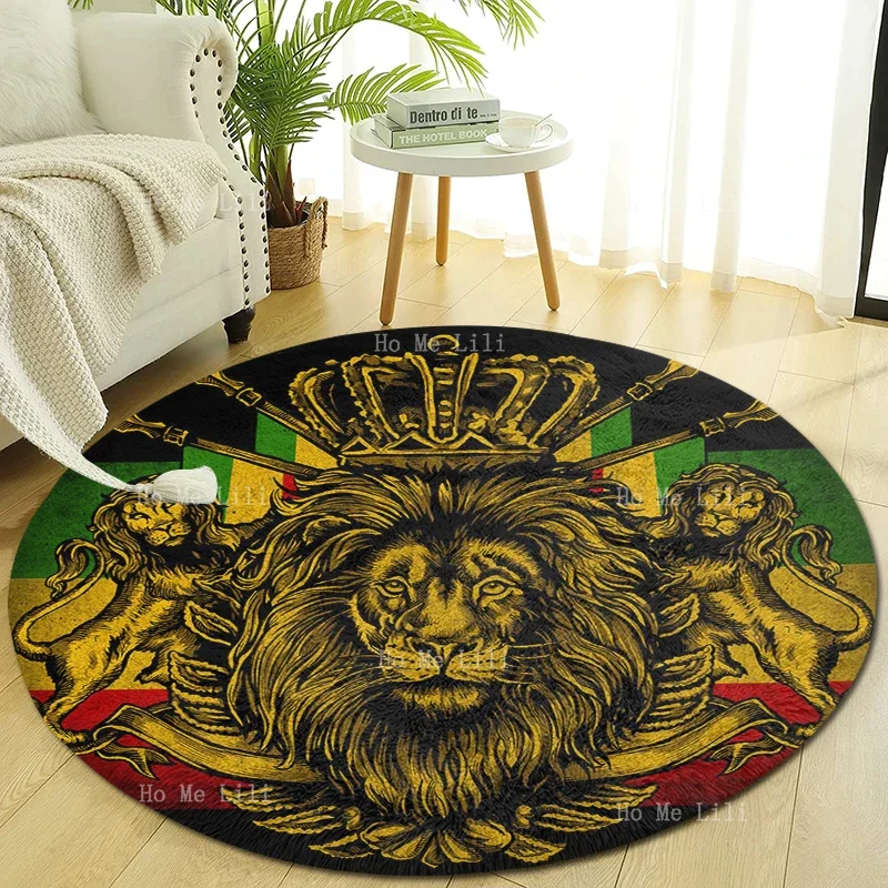 Roaring Lions Menacing Moths And Spine-chilling Cats A Trio Of Fearless Creatures To Take Your Breath Away Circular Carpet