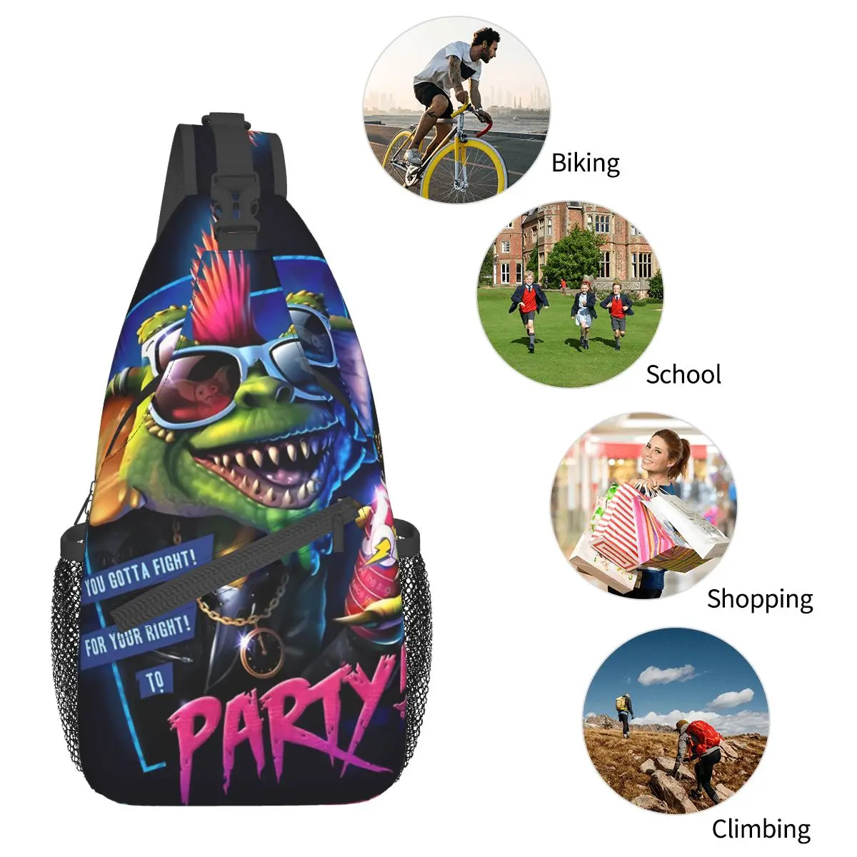 Crossbody Bag Sports Gremlins Party Chest Bag Unisex Mulheres Homem Moda Ombro Mochilas De Viagem