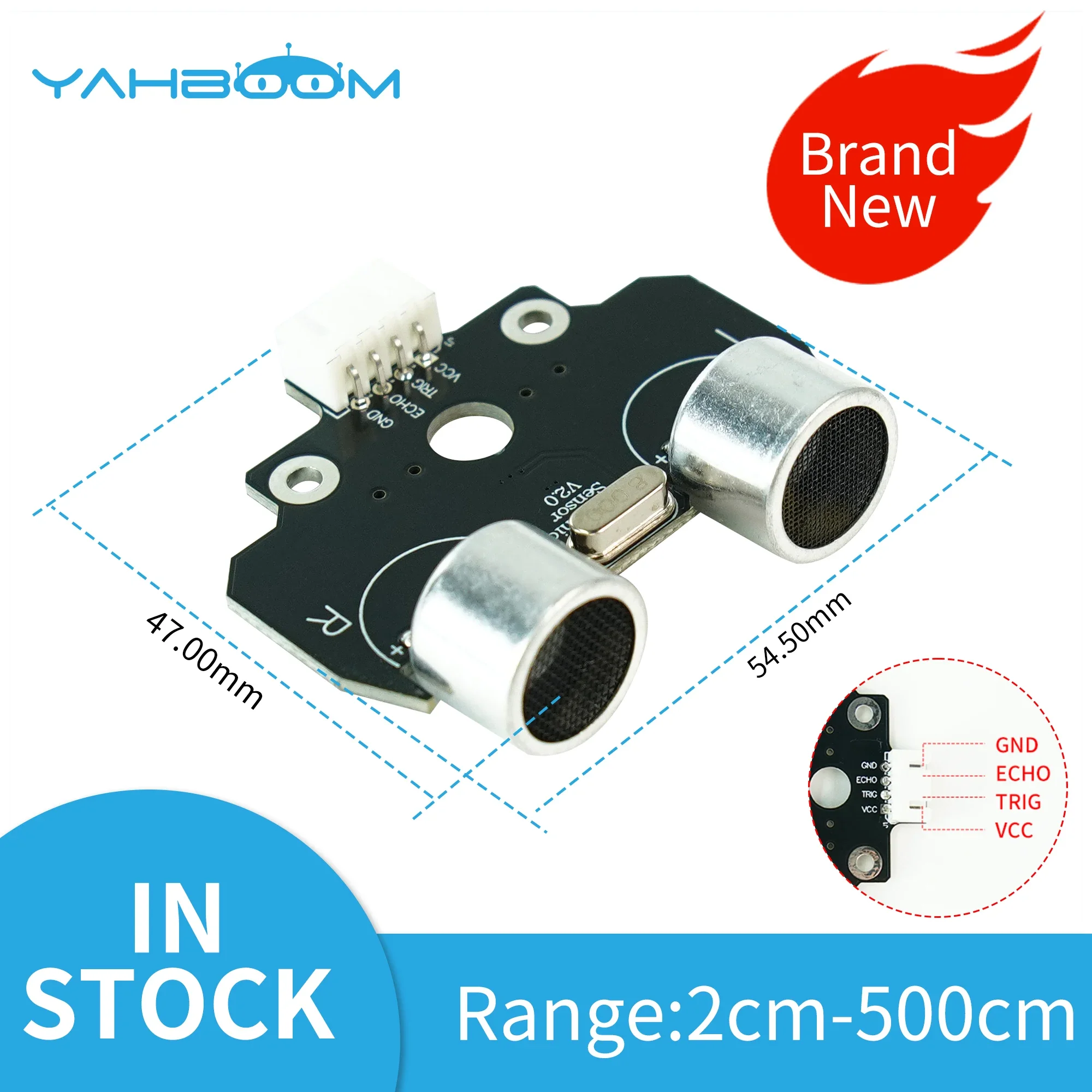 

Модуль расстояния горизонтального ультразвукового измерения Yahboom с портом XH2.54-4Pin для умных автомобилей и электронных проектов DIY