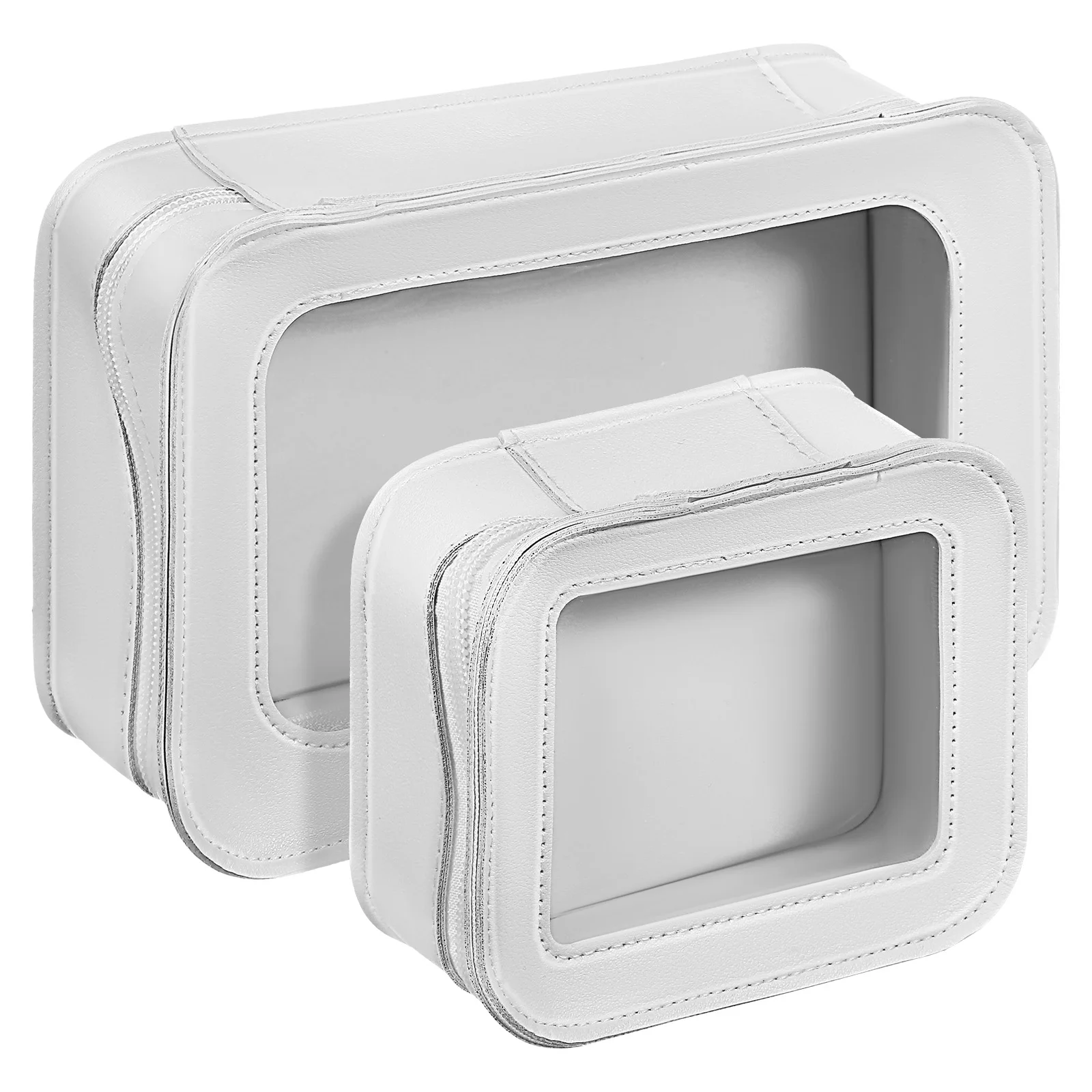 

2 pcs Clear Bag Square PVC Makeup Pouch Travel Organizer Transparent Toiletry Bag Large Capacity Portable for Purse