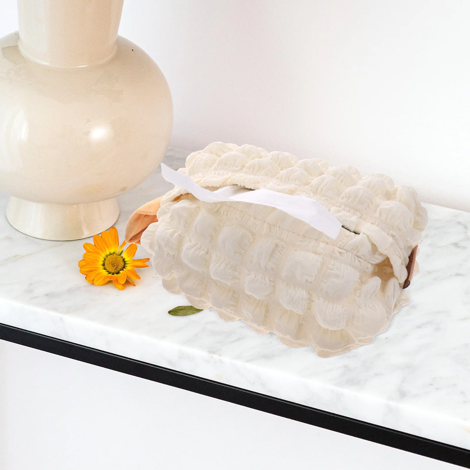 

Napkin Holder Tissue Box Fabric Decoration Office Handle Short Hanging for Car