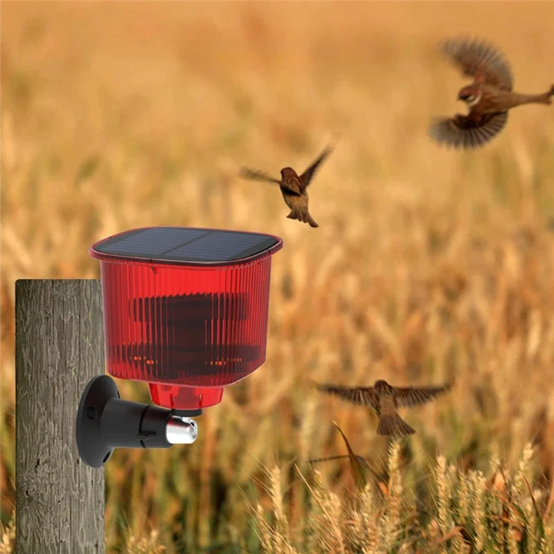 Allarme ad energia solare Luce Uccello Animale Repllent Sensore di movimento Rivelatore Sirena Stroboscopica per la casa Frutteto Farm-A74Z