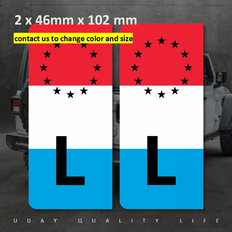 Luxembourg EU L Car Number Plate Sticker Vinyl Waterproof Weatherproof Bumper Windshield Truck Motor Wall Garage Workshop 10 Nfs