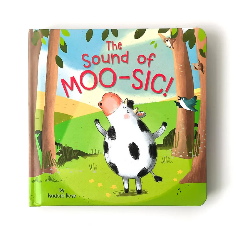 

2024 new kids books the sound of moo-sic bedtime story books for children baby educational board book printing