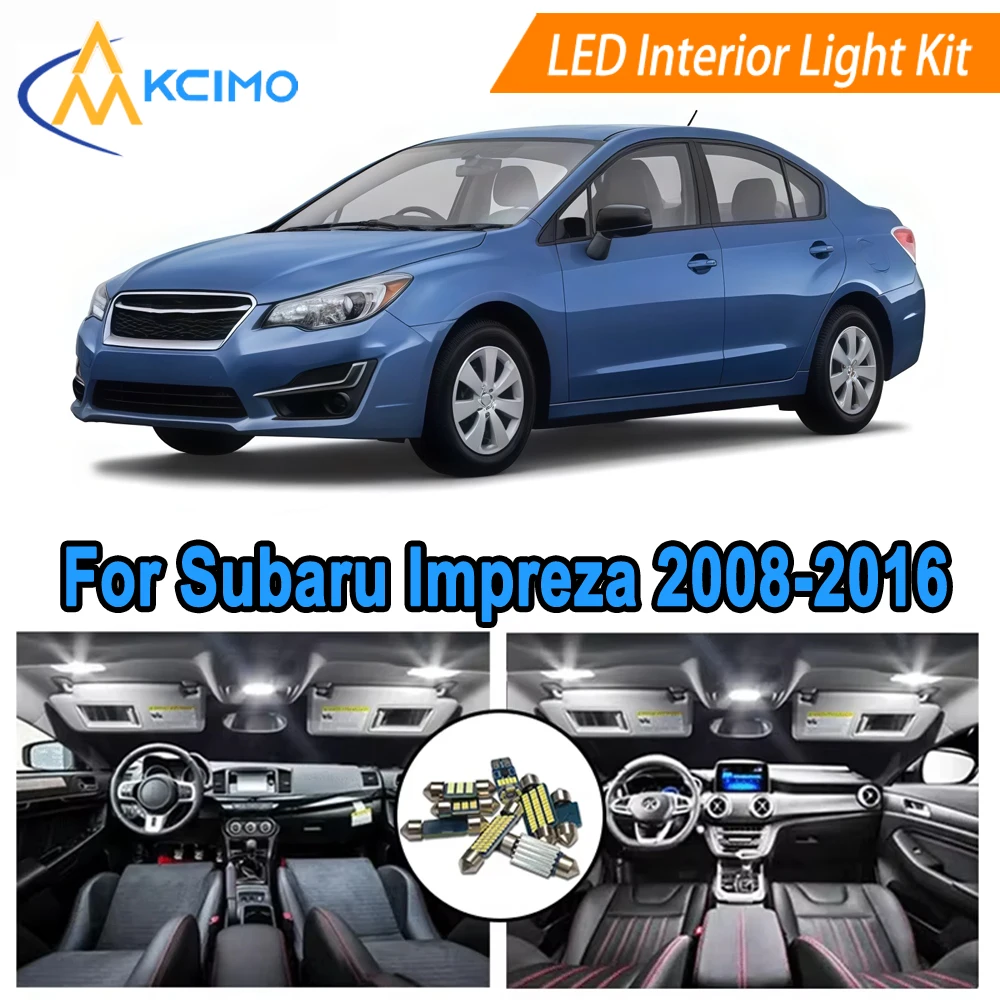 

LED Interior Light Bulb Kit Replacement For Subaru Impreza 2008-2016 Dome Map Door​ Light Bulbs 6000K Cool White/Blue