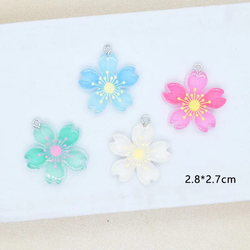 10PCS Clear Cherry Flat Back Resin Charms for DIY Jewellery Making