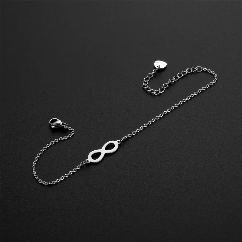 Stainless Steel Infinite Symbol Charm Bracelets for Women Girls Simple Hand Accessories Gifts for Lover