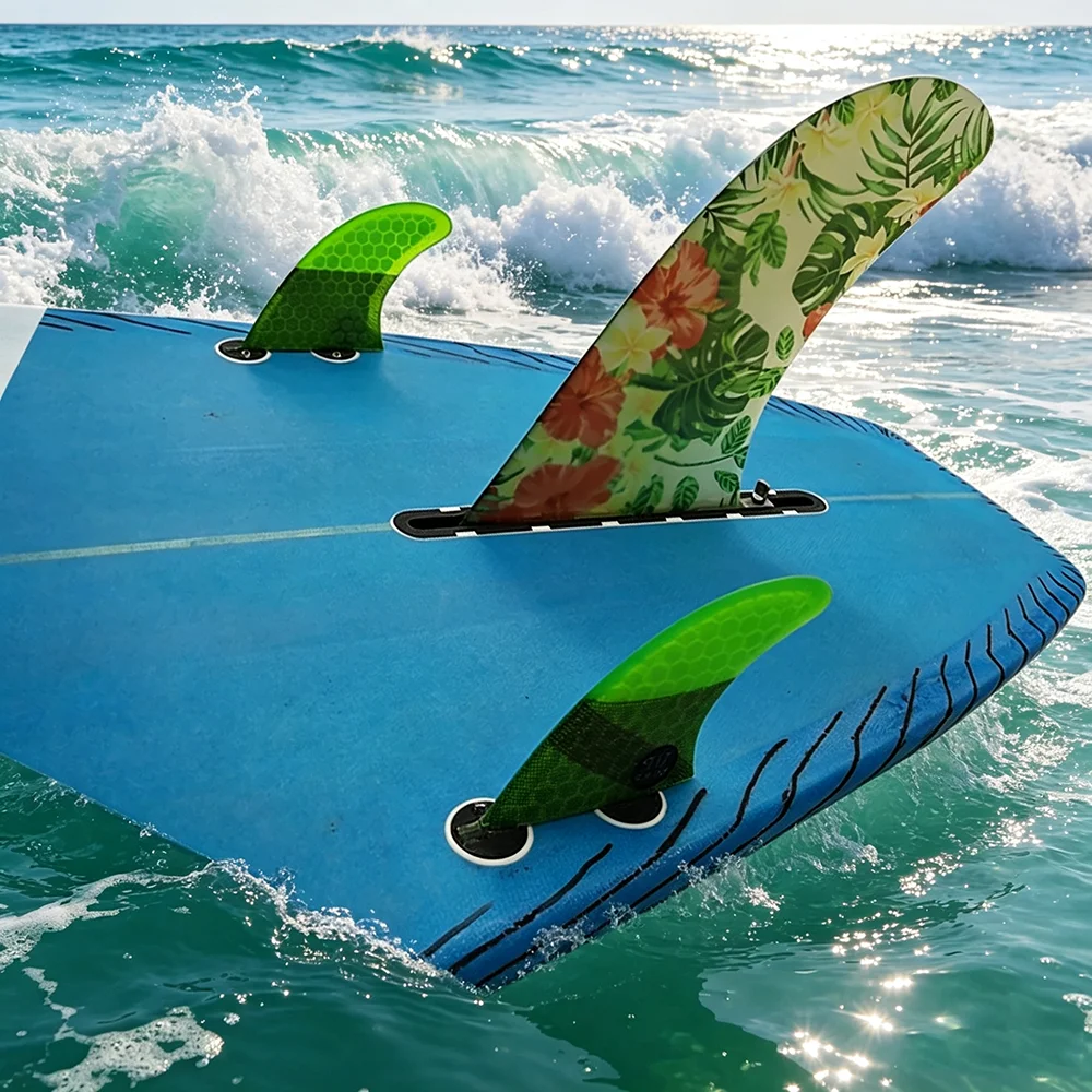 Longboard Fins 7/8/9.5/10 inch Single Fins For Surfing Quilhas Padel Accessories Sup Board Fins Fiberglass Flower Surfboard Fin
