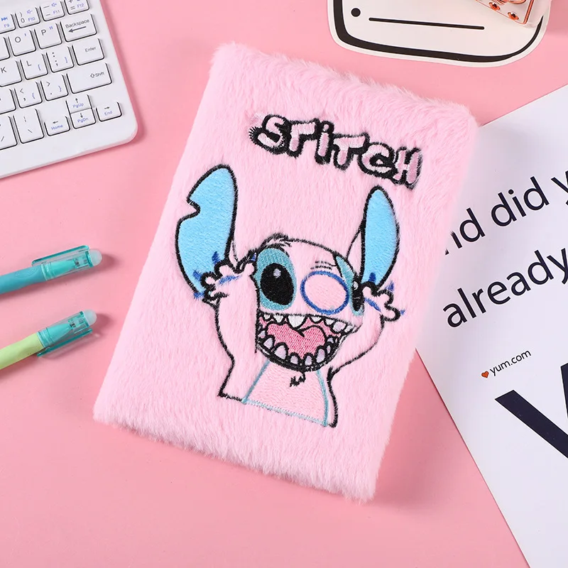 New Kawaii Cartoon Character Stitch Plush Notebook Cartoon Student Plush Notepad Cute Handmade Account Book Children\'s Gift