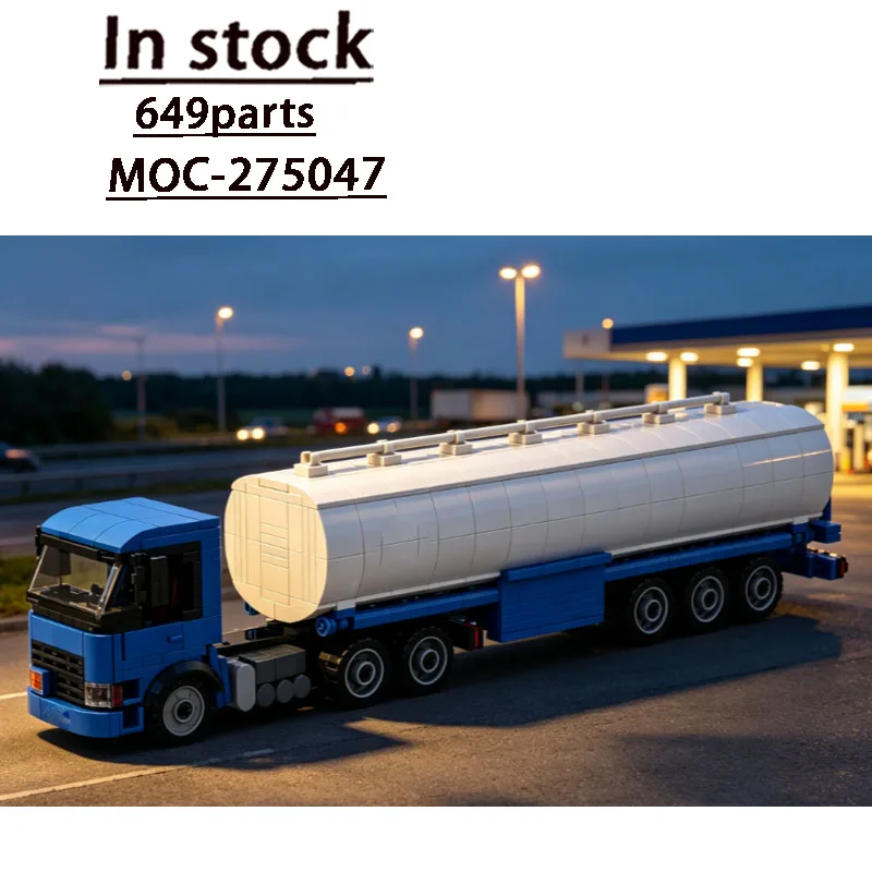 Outdoor MOC-275047 City Traffic Rescue Transport Tanker Truck Building Block Model 649parts Birthday Educational Custom Toy Gift