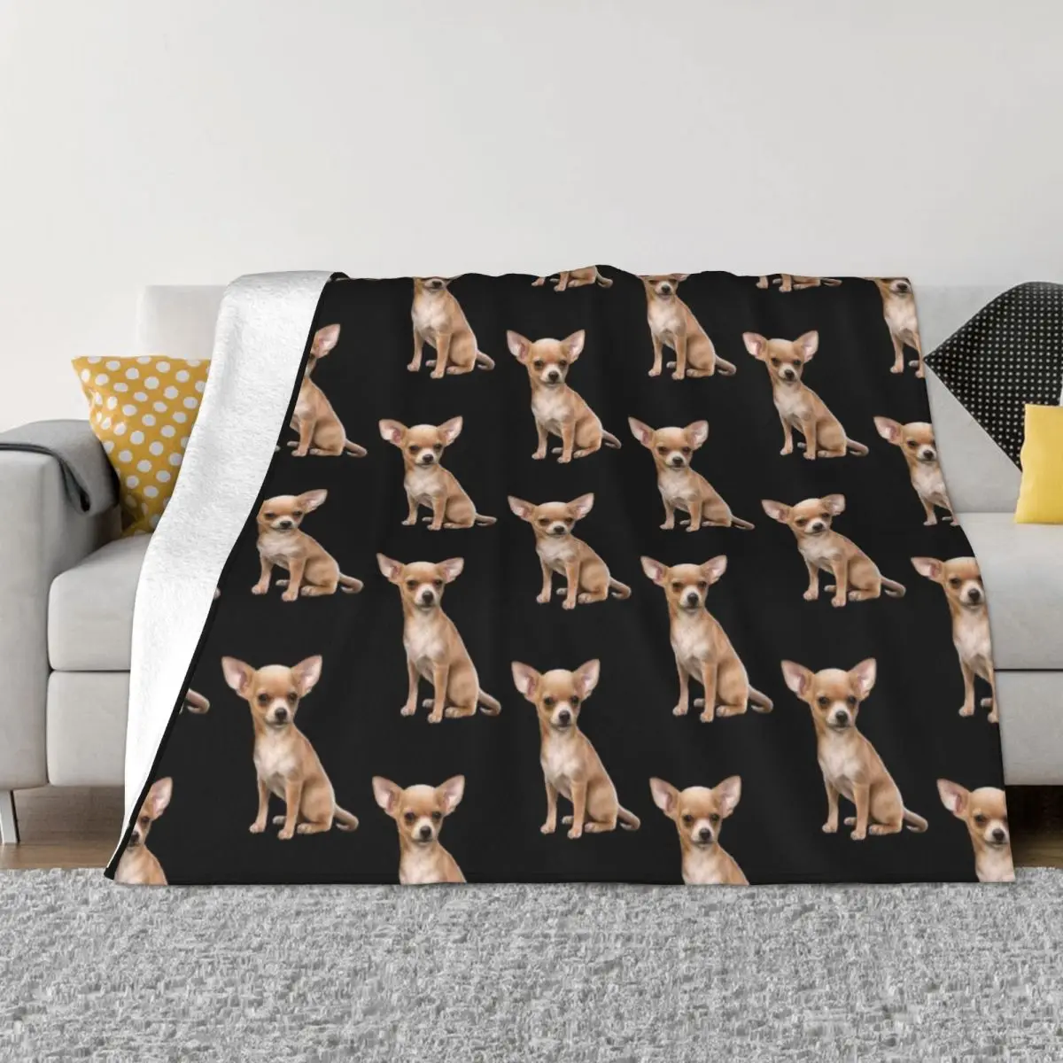 

Chihuahua Throw Blanket Thermal Blanket Soft Plush Plaid Sofa Quilt Furry Blankets