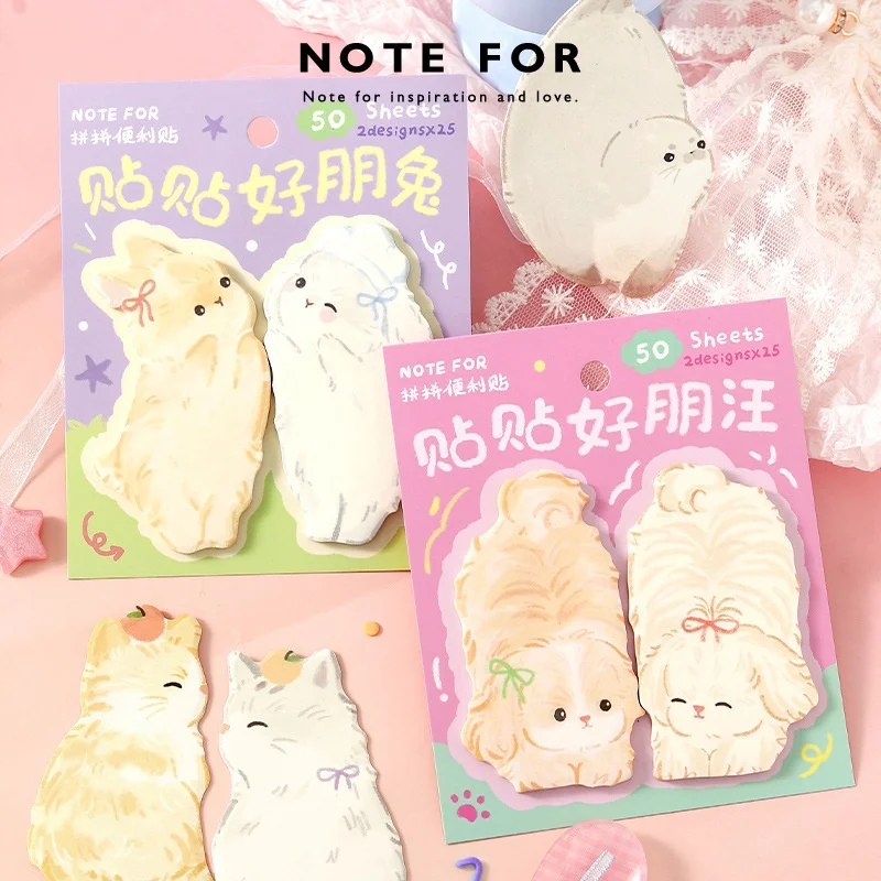 24pcs/lot Kawaii Cat Dog Rabbit Animal Memo Pad Cute N Times Stationery Label Notepad Bookmark Post School Supplies