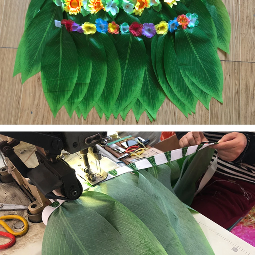 

Hawaiian Leaves Flower Skirt Artificial Tropical Boho Children Adult Wreath Hula Dress Beach Holiday Costume Stage Performance