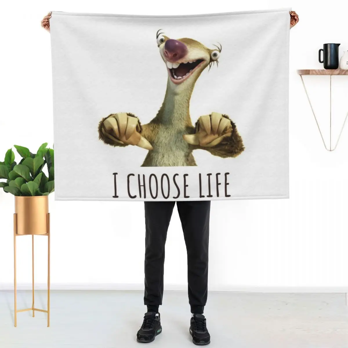 Sid I Choose Life, Sloth I Choose Life Throw Blanket Polar Luxury Brand Sofa Quilt valentine gift ideas anime Furrys Blankets