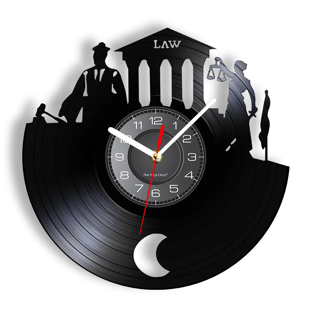 Attorney at Law Truth Wall Art Lawyers Office Judge Court Decor Wall Clock Law Woman Scales of Justice Vinyl Record Wall Clock