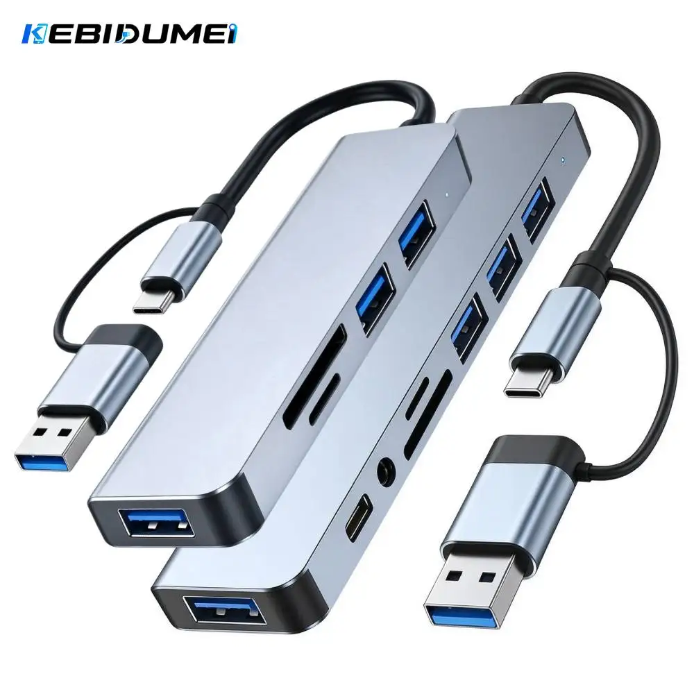 KEBIDUMEI 8 In 2 USB 3.0 Type C Docking Station 5 In 2 USB C HUB With Splitter TF SD Card Reader Audio Output for Macbook Laptop