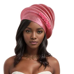 2025 Elegant Spiral Beret for Women African Flower Head Wraps Female Berets Turban Nigeria Headpiece Wedding Party Gele Headties