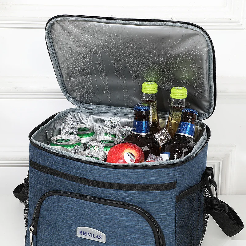 Большая вместительная сумка для обеда на плечо объемом 25 л для мужчин, изолированная сумка-холодильник с застежкой-молнией, термосумка для переноски еды, сохраняющая холод и тепло, ланч-бокс
