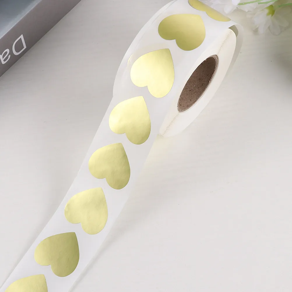 

2 Rolls Heart Shape Label Stickers Round Self-Adhesive Sealing Decals for Candy Bags Biscuit Packaging Gift Tags DIY Craft