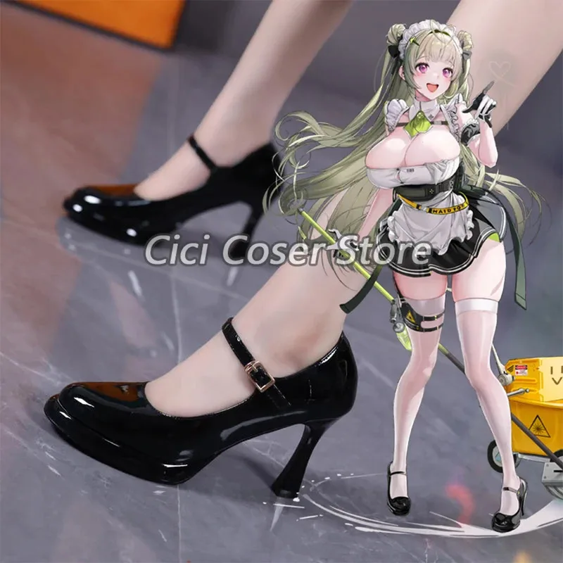 Game Nikke Goddess of Victory Soda Cosplay Costume Long Green Hair Sexy Maid Dress Women Halloween Party Carnival Outfit Wigs;3,