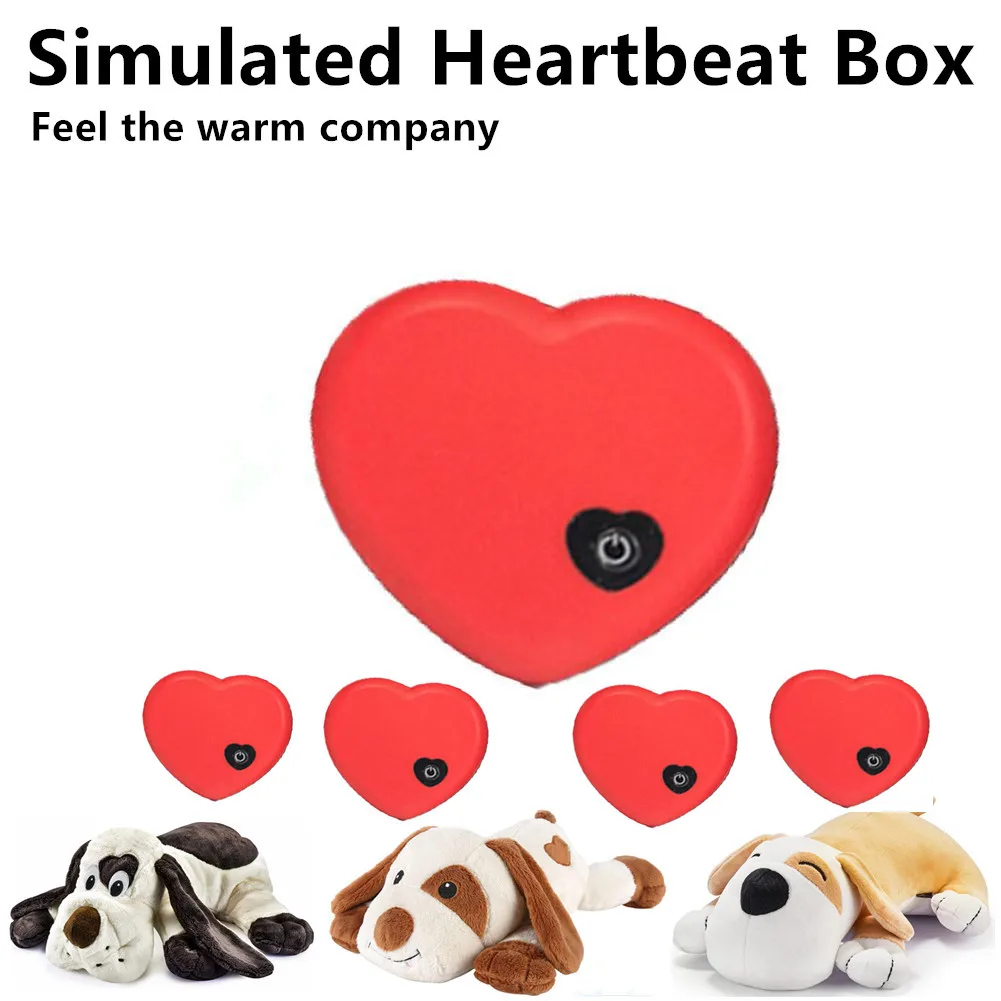 

Pet Toy Simulated Heartbeat Box for Dog Puppy Heartbeat Behavioral Training Plush Pet Comfortable Snuggle Anxiety Relief Sleep