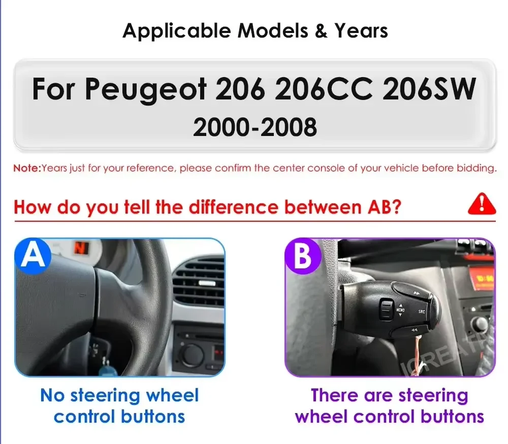 Android 15 Car Radio For Peugeot 206 206CC 206SW 2000-2008 7inch Carplay Auto Multimedia Stereo GPS Navi Intelligent 8Core DVD