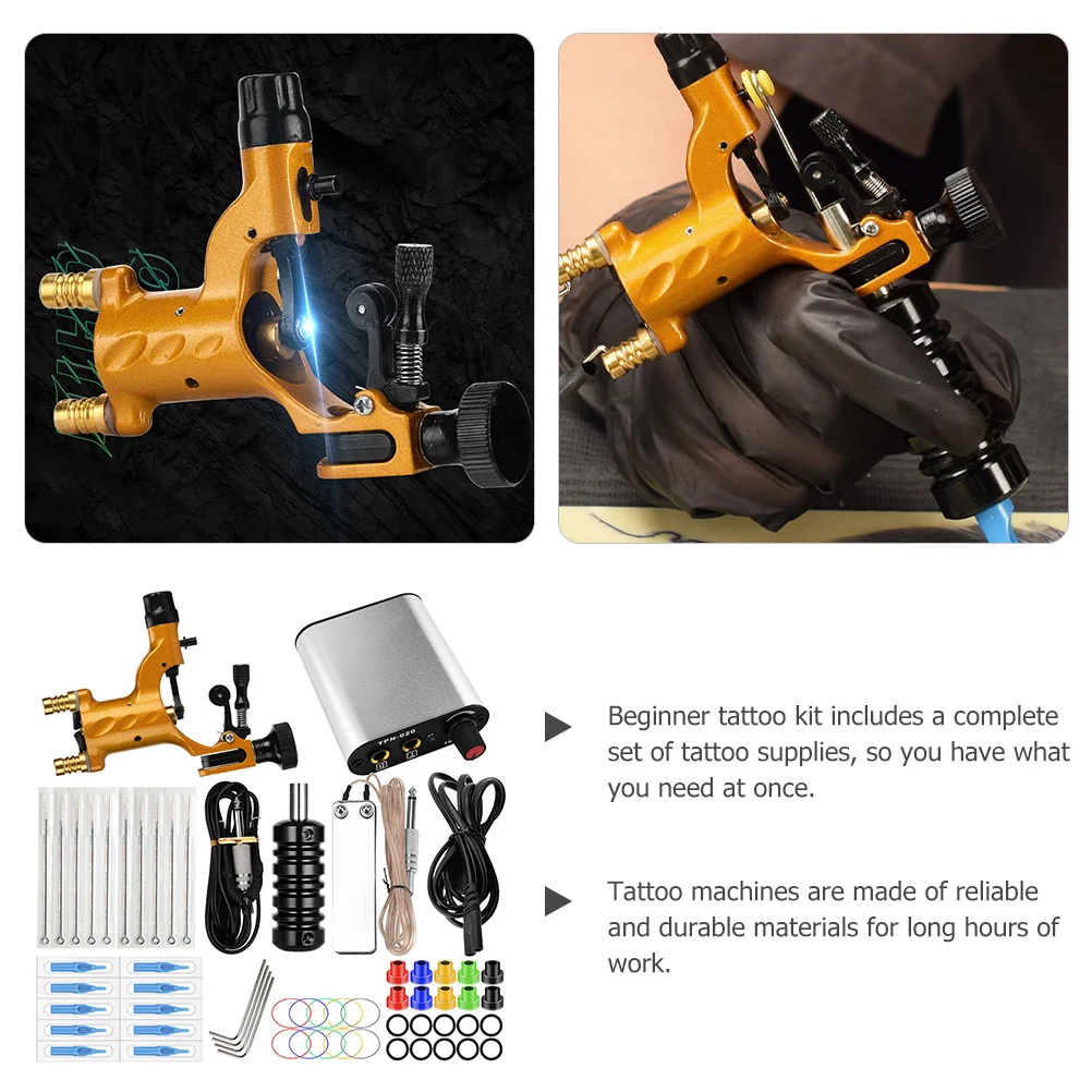 

1Set Portable Tattoo Kit for Artists Lightweight Motor Durable Performance Complete Set Reliable Materials Eu Plug