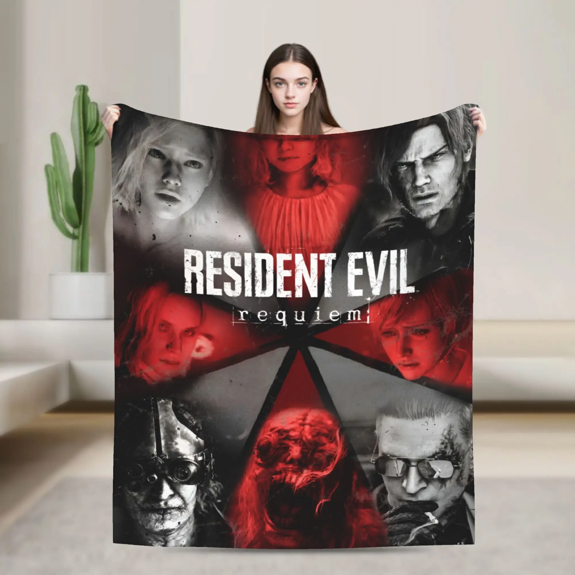 Custom R-Residents Evils 9 Blanket Soft Fleece Autumn Warm Flannel Horror Game Throw Blankets for Sofa Travel Bedding Quilt