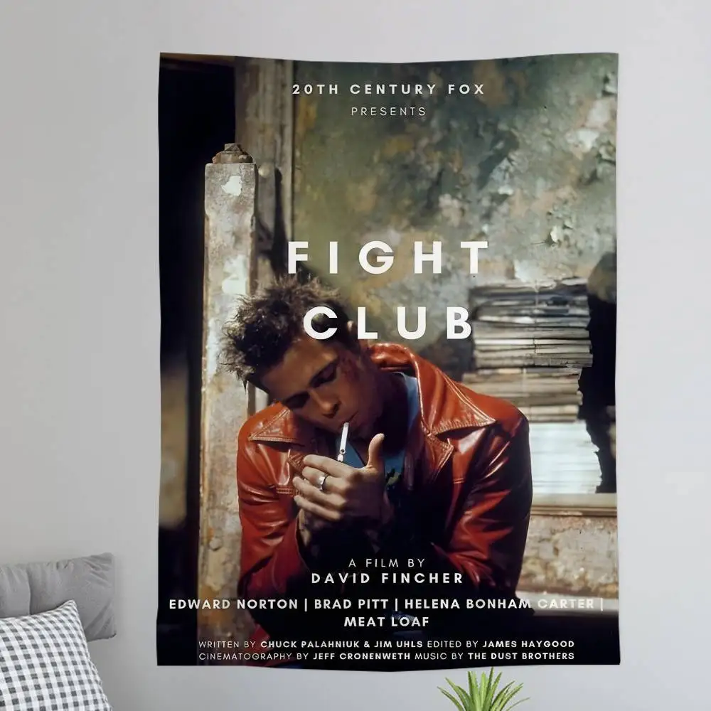 Classic Movie Fight Club Brad Pitt Boxing Film Printed Large Wall Tapestry Indian Buddha Wall Decoration Hippie Wall Art Decor