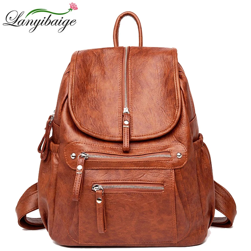 Luxurious Women Backpack High Quality Soft Leather Book School Bags For Teenage Girls Large Capacity Travel Backpack Rucksacks