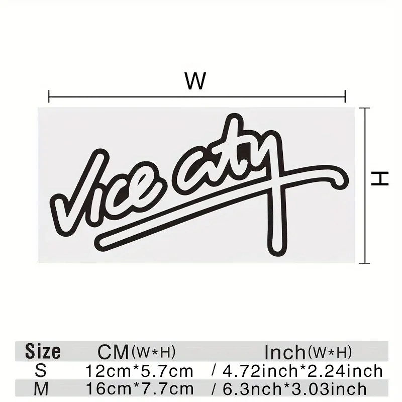 1 peça adesivos de carro "Vice City", decalques de design de logotipo de várias cores, acessórios exclusivos e elegantes para automóveis