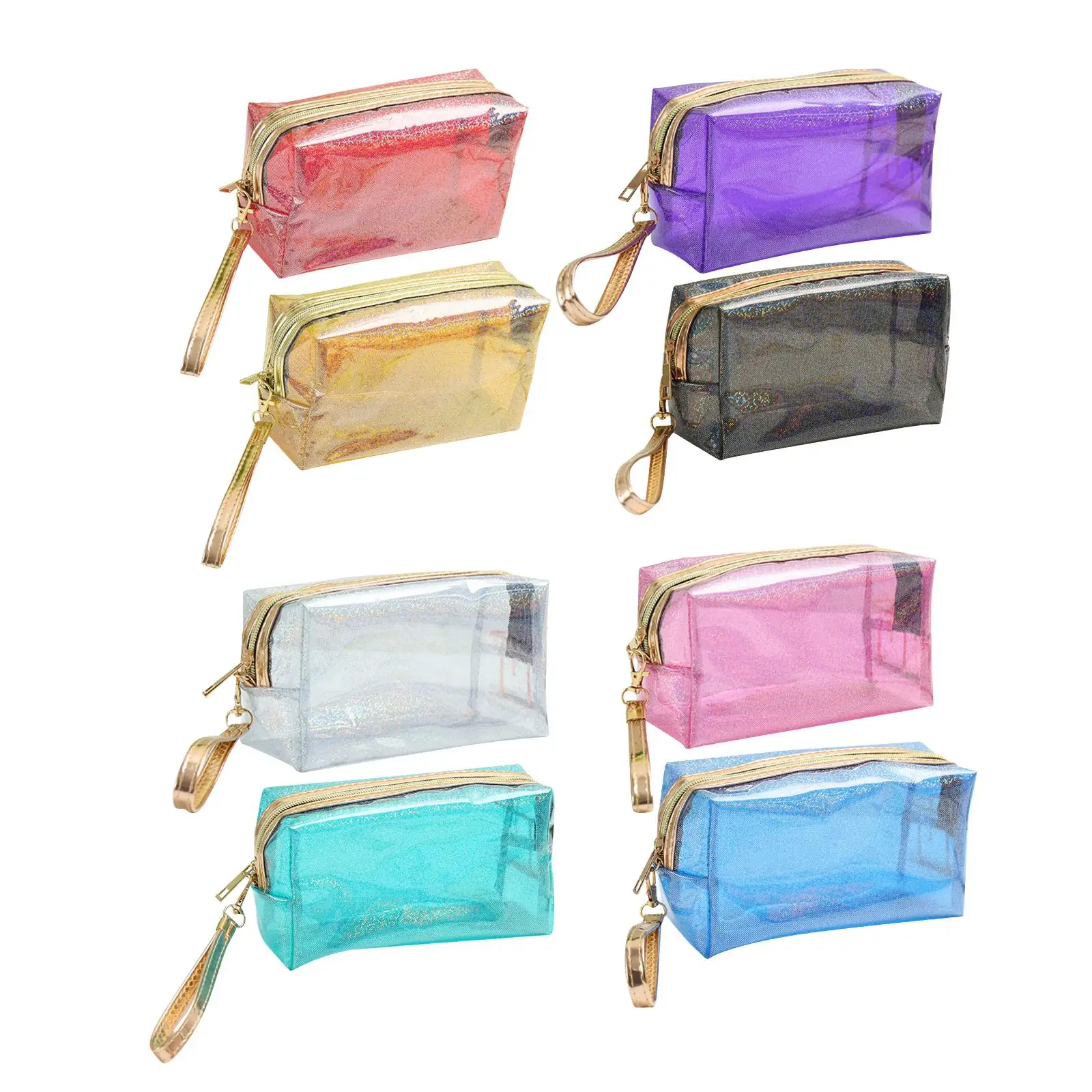 Sparkling Clear Makeup Bags with Zipper, Travel Toiletry Storage Pouches