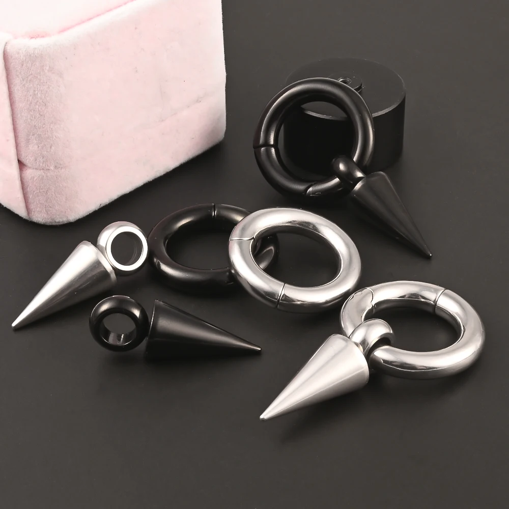 Vankula 2pc New Round Hoop Earring Magnet Ear Weight Expanders Body Piercing Jewelry Earring Gauges Stretchers