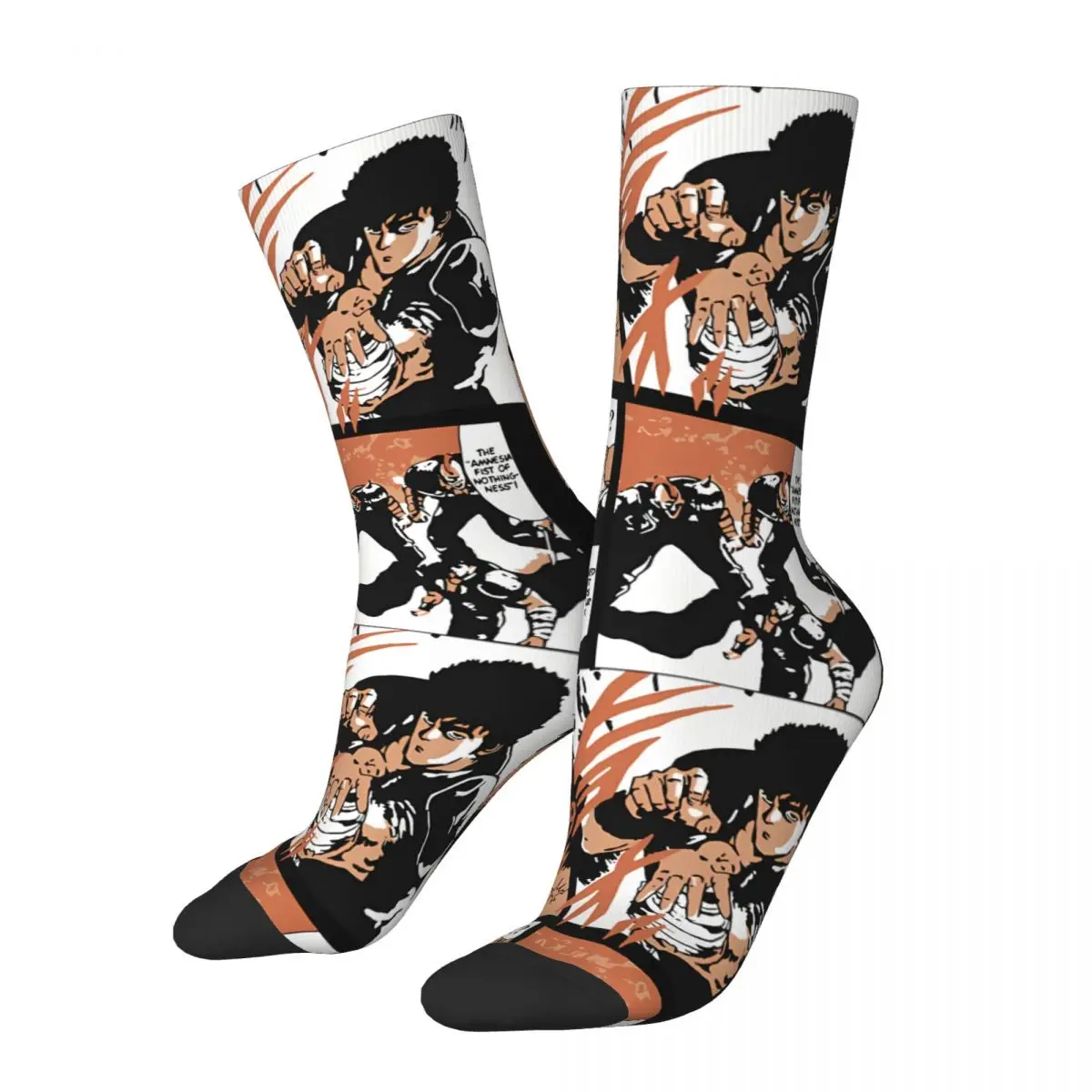 Funny Crazy Sock for Men Grease Hip Hop Harajuku Fist Of The North Star Happy Quality Pattern Printed Boys Crew compression Sock