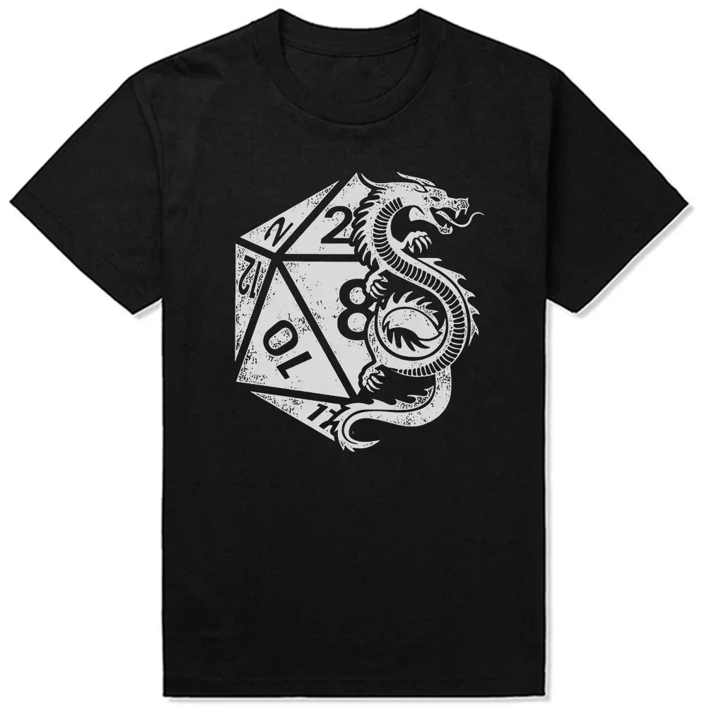 Cotton Humor TShirt Dragon Dice D20 Dungeon Dice Elegant T Shirt Men Tee Shirt New Design Short Sleeve Clothes