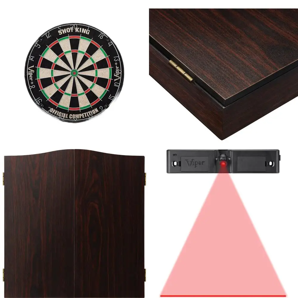 

Ready-to-Play Vault Cabinet Dartboard Set with Steel-Tip Darts, Scoreboard, and Throw Line, Walnut