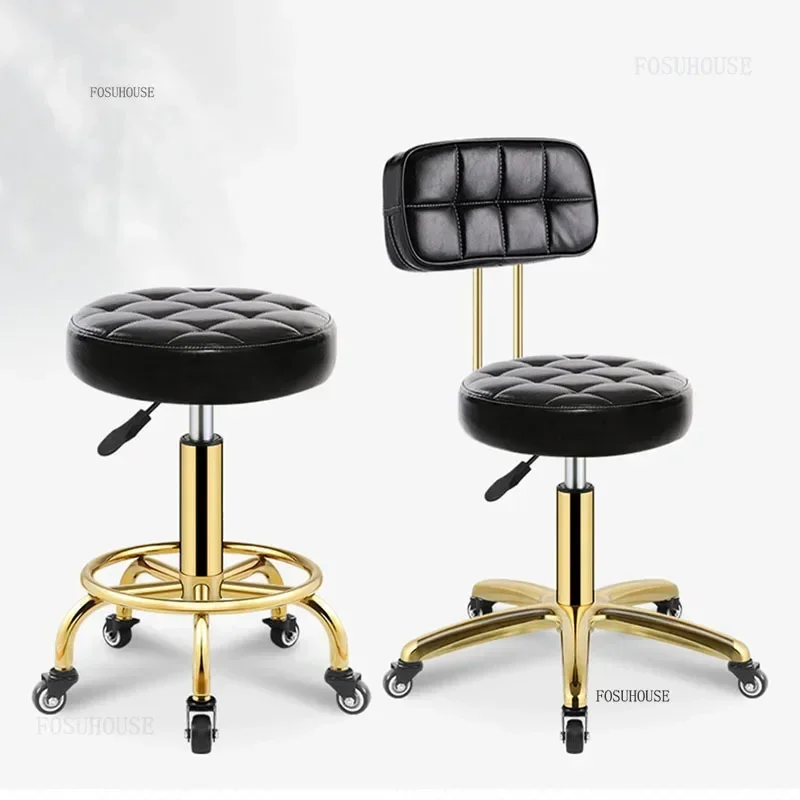 Modern Creative Barber Chair for Beauty Salon Rotating Metal Movable Backrest Chairs Luxury Salon Chair for Hair Salon Furniture