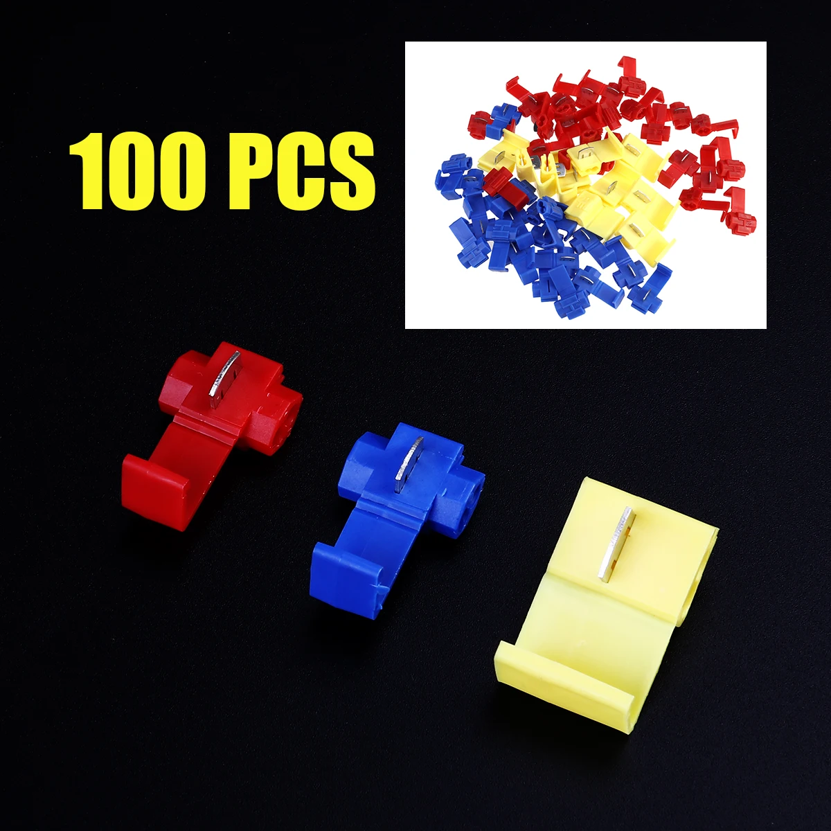 

100pcs Solderless Wire Connector Kit Branch Terminal For Automotive Electrical Wiring No Strip Quick Connection Insulated Cable