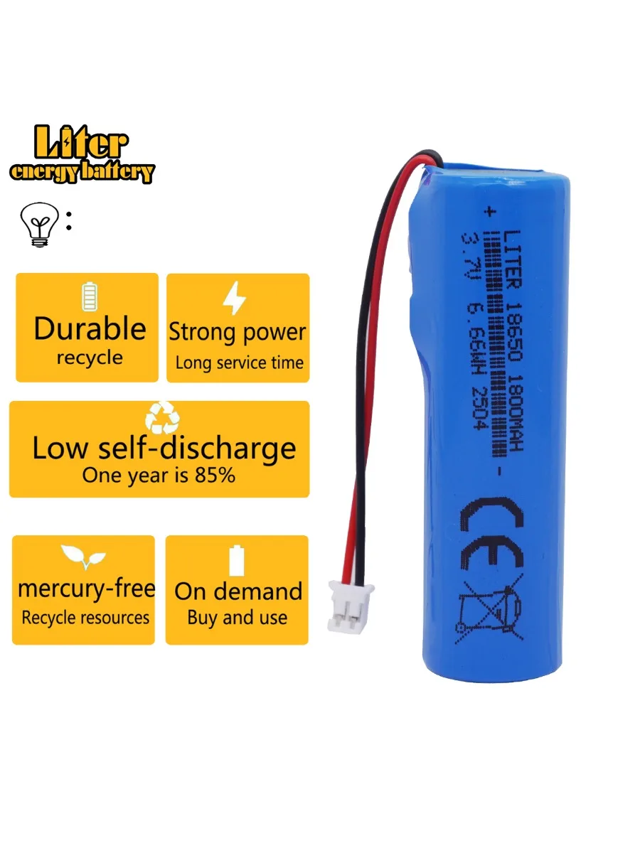 Originele 3.7 V 1800 mAH Oplaadbare Lithiumbatterij 18650 Li-ion met PCB PH2.0-2P Batterij voor Vissen LED Licht Bluetooth 4.2 V - afbeelding 2