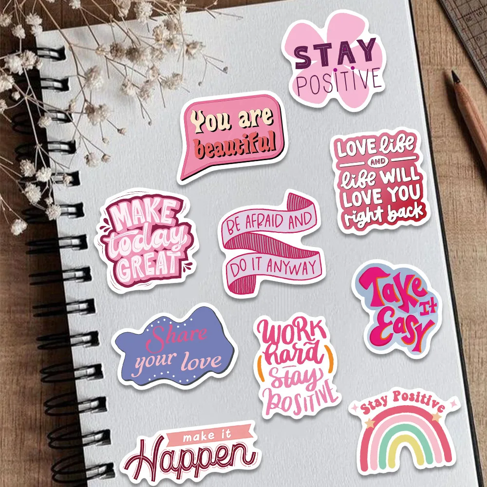 10/50PCS Kawaii Pink motivational Stickers Cute Graffiti Sticker Scrapbook Luggage Laptop Guitar Bike Skateboard Decals