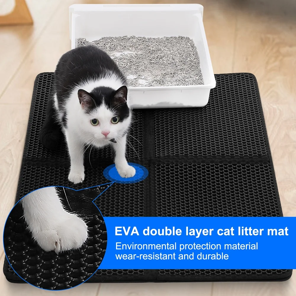 Cat Litter Mat Double Layer Waterproof Pet Litter Box Mat Non-slip Sand Cat Pad Washable Bed Mat Clean Pad Absorbent Urine Pad