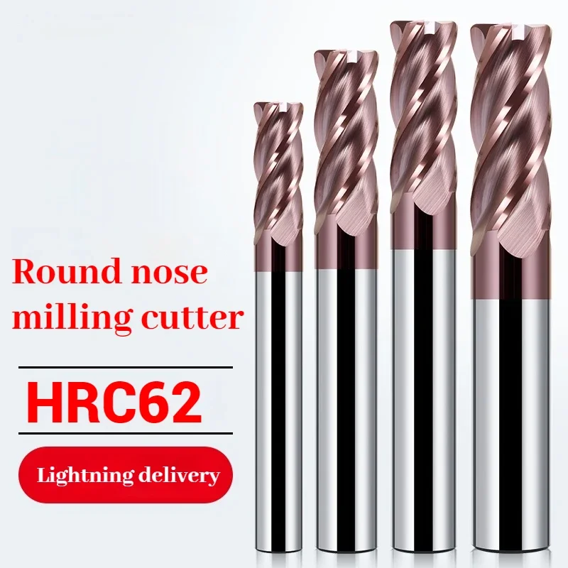 Концевая фреза с угловым радиусом HRC62 Фреза с ЧПУ R Фреза по металлу Фреза из карбида вольфрама Сталь Инструмент R0,5 R1 R2 R3 4 флейты