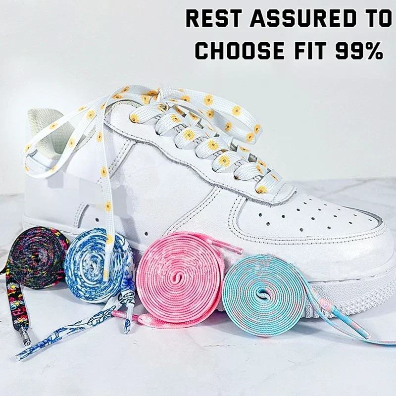 1Pair Daisy Cherry Blossom Rope Laces For Kids Adult AF1 Flower Sneaker Strap Sport Shoelaces Rubber Bands For Shoes Accessories