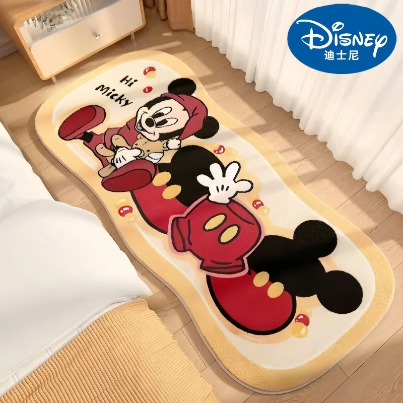 Disney Stitch Mat Mickey Cartoon Cute Soft Imitation Cashmere Carpet Ins Anime Non-slip Bathroom Absorbent Floor Mat Gift