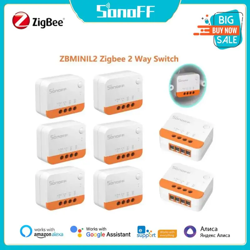 New SONOFF ZBMINIL2/ZBMINI ZigBee Smart Switch No Neutral Wire Required 2 Way Switch Wireless EWeLink APP Via Alexa Google Home