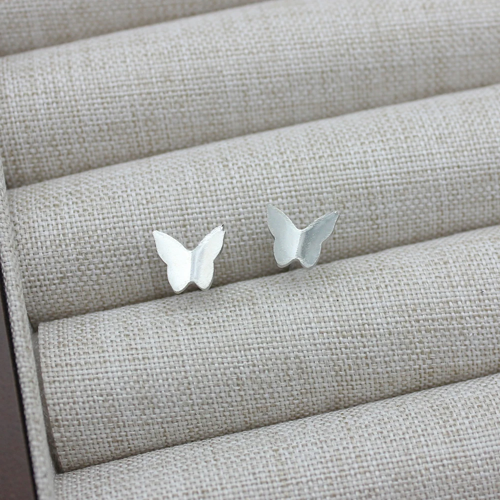 Silvery Metal Butterfly Small Stud Earring for Women Korean Simple Sweet Lovely Animal  Jewelry Wholesale Birthday Gift image 5