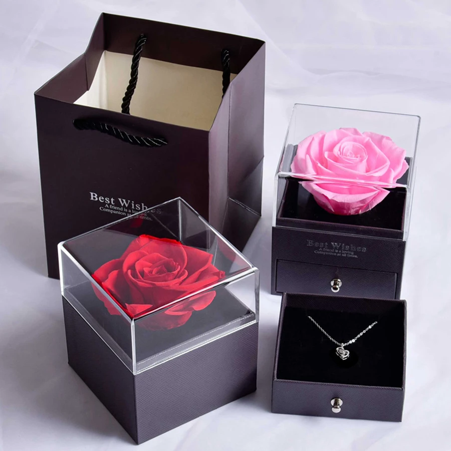 100 Languages ​​I Love You Projection Necklace Love Heart Pendant With Rose Gift Box For Girlfriend Mom 2024 Hot Romantic Gifts