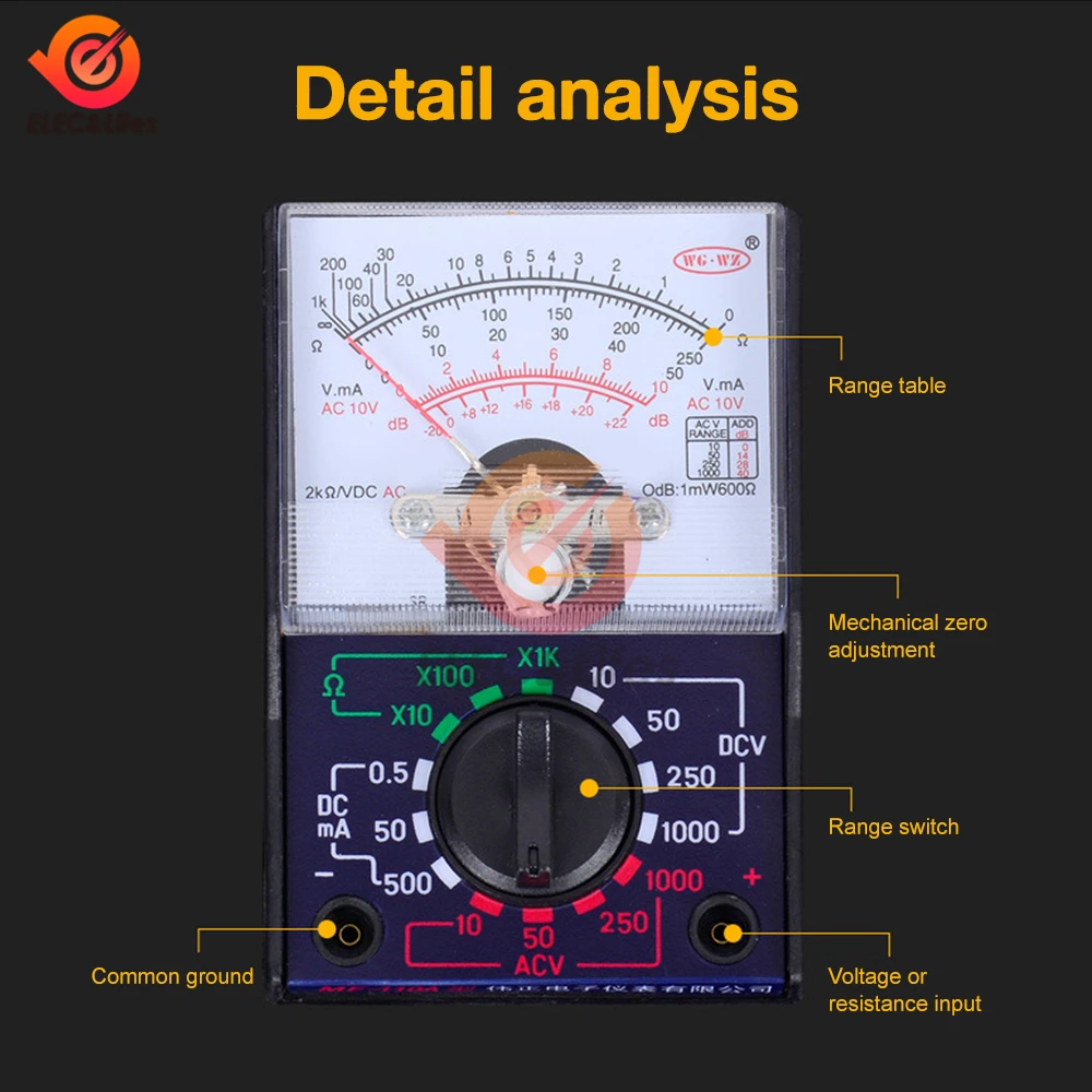 MF-110A MINI multimètre Portable électrique analogique multitesteur voltmètre ampèremètre AC/DC tension courant OHM Multi mètre testeur