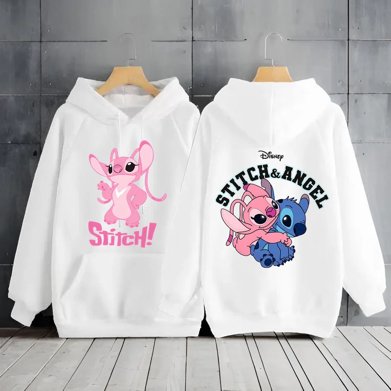 بلوزة نسائية جديدة بطبعة كرتونية، سترة عصرية، قميص رياضي خارجي، بلوفر ديزني ليلو وستيتش أبيض بلون سادة